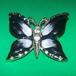 *BLOWOUT* Butterfly 🦋 Broach Black/White/Gold